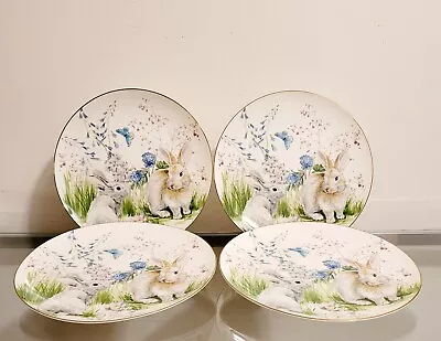 Williams Sonoma Floral Meadow Dinner Plates Bunny 10.5  Set Of 4 NEW • $129.95