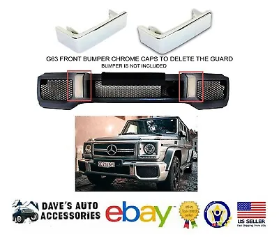 G63 Front Bumper Guard Delete Caps Chrome Pair G-class G-wagon G65 Brackets X2 • $135