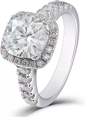 2ct Center 7.5mm Cushion Cut Moissanite Engagement Ring Solitare Silver Ring • $124