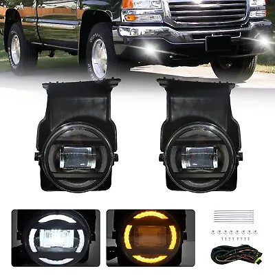 Pair For 2003-2006 GMC Sierra 1500 2500 HD 3500 LED Fog Lights  Bumper Lamps+DRL • $61.99