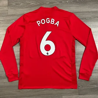 2017 Adidas Paul Pogba Jersey Mens Large Manchester United Henley Long Sleeve • $44.95