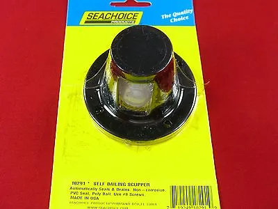 $19.99 • Buy Scupper Boat Drain Self Bailing Check Ball Valve Black Seachoice 18291