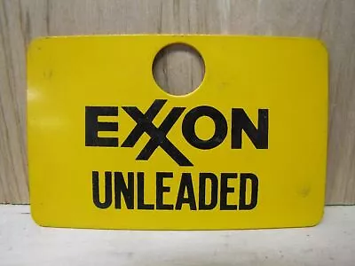 EXXON Unleaded Sign Original Small Metal Pump Plate Gas Station Ad Hole Top • $44