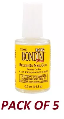 5 Pack Big Bondini Brush-On Nail Glue .5 Oz. • $26.03