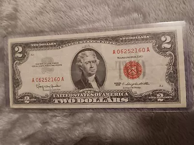 1963 Two Dollar Bill $2 (A) Red Seal Note A06252160A 🔥 BOOKEND! 🔥 LOOK!! • $3.49