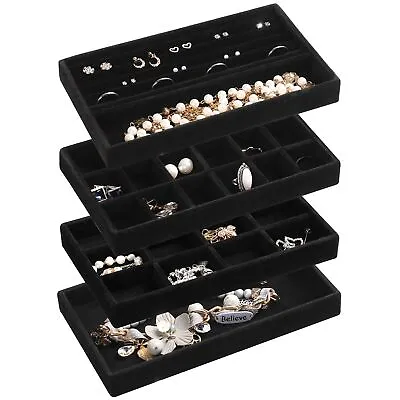 Jewelry Organizer TrayStackable Velvet Jewelry TraysDrawer Inserts Earring Org • $24.81