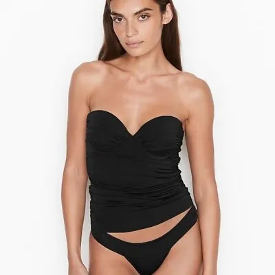 Victoria's Secret Black Solid 34C The Classic Bandeau Tankini Swim Suit Top • $14.99