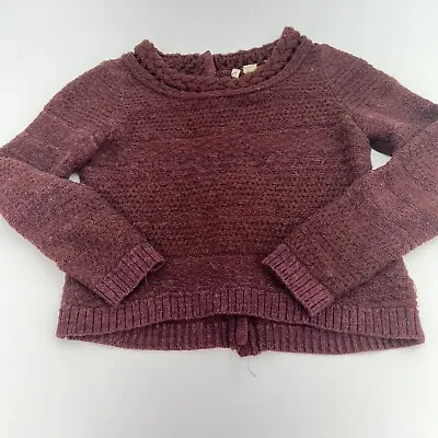 Anthropologie Moth Sandstripe Burgundy Button Back Sweater XS Wool Alpaca • $29.97