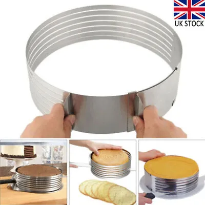 Stainless Steel Cake Layer Slicer Ring Mold Adjustable Mousse DIY Round Cutt Hot • £7.99