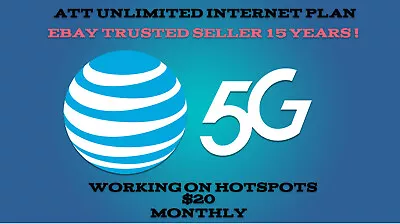 Unlimited Data  At&t Plan  4g 5g - $20 Monthly! • $15.99