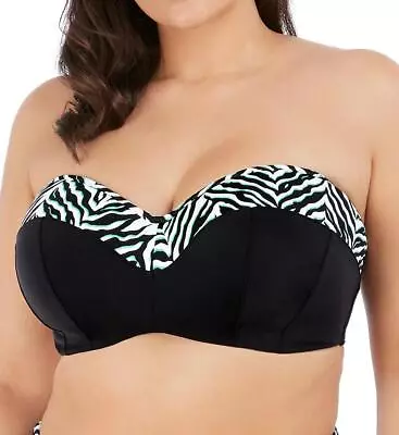 Elomi BLACK Zulu Rhythm Underwire Bandeau Bikini Swim Top US 40G UK 40F • $46.80