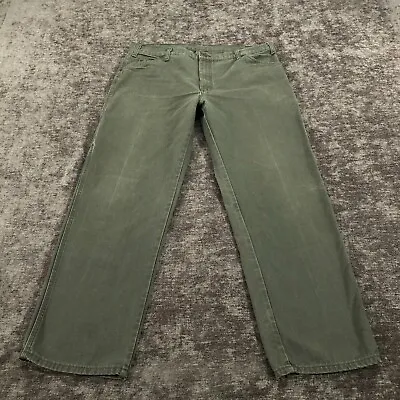 Vintage Dickies Pants Mens 38x31 Green Canvas Carpenter Work Wear Straight Leg • $24.99