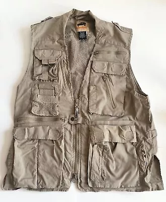 Men HUMVEE Tactical Khaki Vest Sz M Pockets Hunting Fishing Utility Outdoor • $29.99