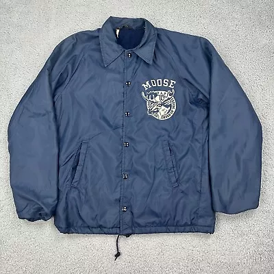 VTG 1960s Champion Coach Jacket Mens Medium Navy Moose Lodge Lined Running Man • $64.99