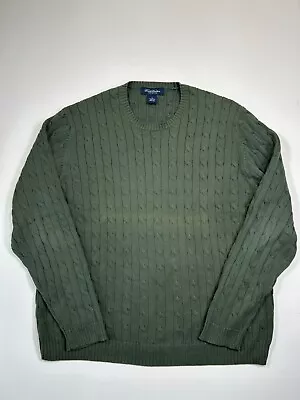 Brooks Brothers Sweater Mens XL Green Cable Fisherman Knit Pima Cotton Crewneck • $24.99