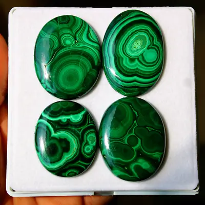 4 Pcs Natural Malachite Finest Quality Untreated Oval Cabochon Loose Gemstones • $33.95