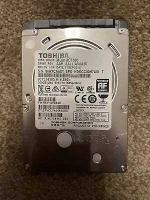 Toshiba MQ01ACF050 500GB 2.5  Laptop Hard Drive SATA • £9.99