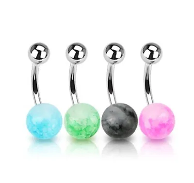 4 Pack Of Belly Bar Navel Piercing Rings With Faux Dazzle Stones Surgical Steel • £3.99