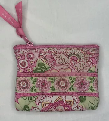 Vera Bradley Petal Pink Zipper Coin Purse Gently Used Retired Pattern • $24.50