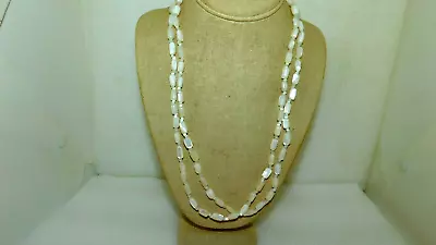 Silver Tone 46  Mother Of Pearl Gemstone Bead Single Strand Necklace • $10