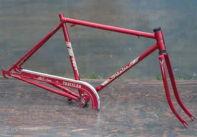 Vintage Red Schwinn Traveler Bike FRAME FORK CHAINGUARD 26  Wheels Tour Bicycle • $105