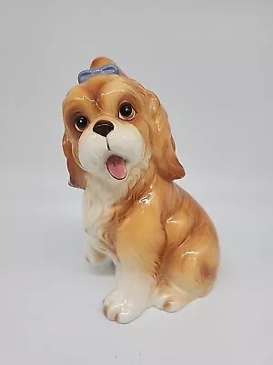 Vintage Norcrest Cocker Spaniel Piggy Bank Ceramic 8.15  Hand Painted • $45