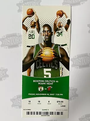 2007 Miami Heat At Boston Celtics Ticket 11/16/07 Championship Season • $10