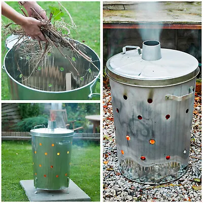 90L Galavanized Paper Waste Garden Burner Rubbish Fire Bin Incinerator Leaves • £19.99