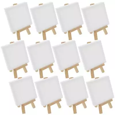 12 Pack 3  X 3  Canvas With 5  Mini Wood Display Easel Kit Artist Tripod Stand • $17.99