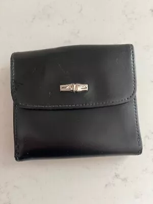 Longchamp Black Leather Continental Wallet Coin Pocket Card Section + Bills • $48