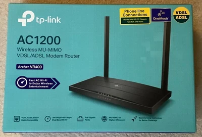 £8.99 • Buy Tp-link Archer VR400 AC1200 Dual-Band WiFi Modem Router - Black