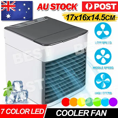 Mini Conditioner Portable Air Cooler LED USB Fan Cooling Rechargeable Fan Desk • $20.95