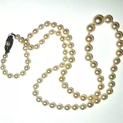 Mikimoto Graduating Pearl Necklace Petite A Quality Pearls 18  Long 7.1mm- 3.6mm • $1290