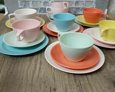 Vintage Melmac Mallo Ware 21 Pcs 1960's Tea/Coffee Cup & 7  Dessert Plates EUC  • $33.67