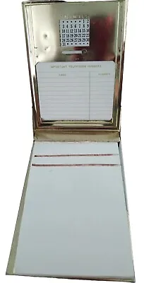 Vintage  Desk Top Brass Memo Note Paper Pad Holder With Paper MCM  • $14
