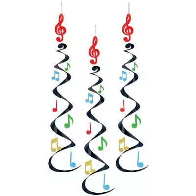 Musical Notes Deluxe Hanging Whirls 3 Pack 30  Foil Decorations Party Supplies • $5.99