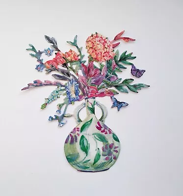 £2.99 • Buy 6 X Tattered Lace Flower Vase Die Cut Card Toppers - Floral Birthday