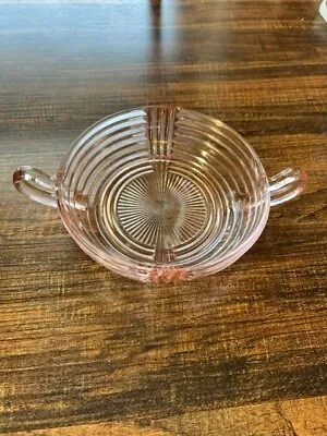 Vintage Anchor Hocking Pink Depression Glass Manhattan Nappy Bowl 2 Handled • $20