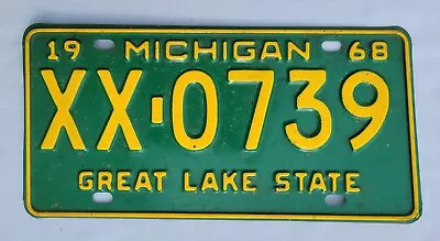 Vintage 1968 Michigan License Plate XX 0739 • $18.95