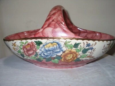 £13 • Buy VINTAGE MALING 'Peony Rose' LUSTRE BASKET BOWL