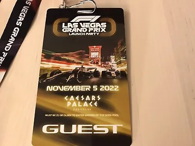 Formula One F1 Inaugural Las Vegas Grand Prix Launch Party Badge Lanyard-RARE • $188.88