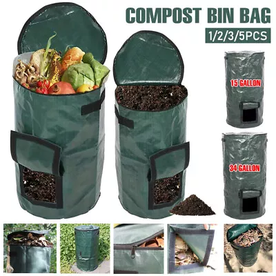 1-5X Heavy Duty Garden Waste Bags Reusable Gardening Leaf Large Compost Bin Bag • £11.99