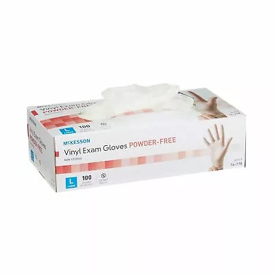 McKesson Vinyl Exam Glove Standard Cuff Length LARGE 100 Per Box • $10.29