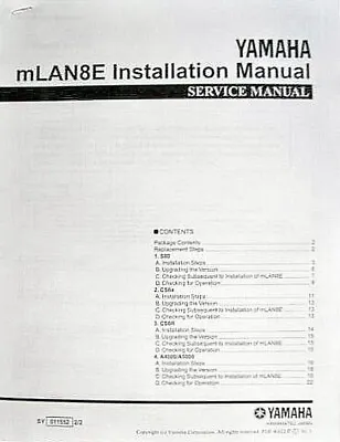 Yamaha MLAN8E Installation Manual Booklet For Use With S80 CS6x CS6R A4000 A5000 • $16.99