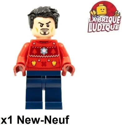 $9.35 • Buy LEGO Figurine Minifig Super Heroes Tony Stark Christmas Sweater Jumper Sh760 New