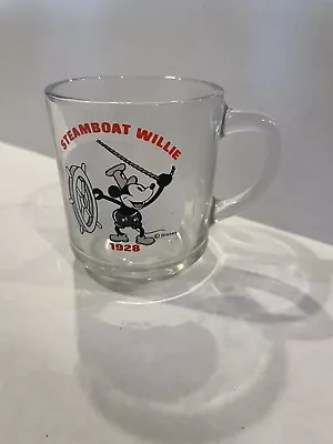 Steamboat Willie 1928 Mickey Mouse Cup Mug Disney Anchor Hocking Coffee Glass • $7