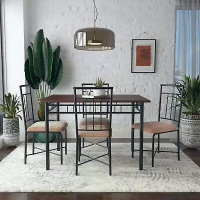  Louise Traditional 5-Piece Wood & Metal Dining Set Deep Walnut • $165.59