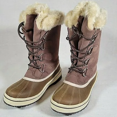 Style & Co. Womens Brown Mikkey Lace Up Mid Calf Faux Fur Boots Size 6 • $10