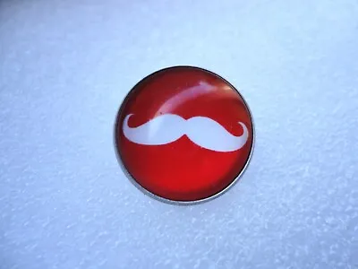 £3.99 • Buy Moustache Antique Style Domed Glass Pin Badge Brooch Red White Zps