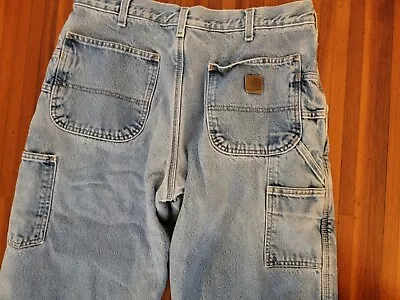 Vtg Carhartt Faded Fleece Lined Jeans 34 32 Work Biker Grunge Skate 90s USA • $24.99